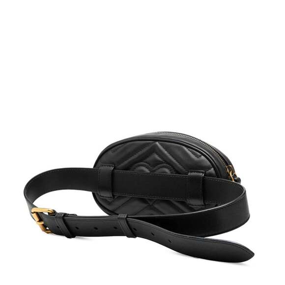 Gucci GG Marmont Quilted Body Bag/Waist Bag 476434 Black Leather Women's GUCCI - Picture 2 of 7